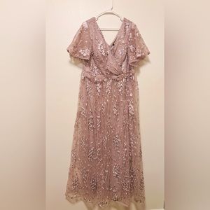 SHEIN floral lace pink dress (wedding/prom dress type) size 2XL floor length